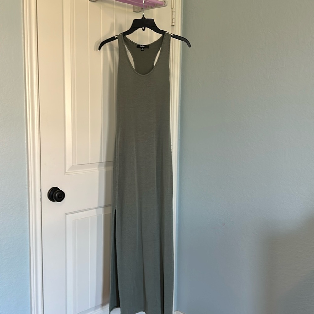 Lulus summer maxi dress/swimsuit cover up, green, size M, dual slit to knee